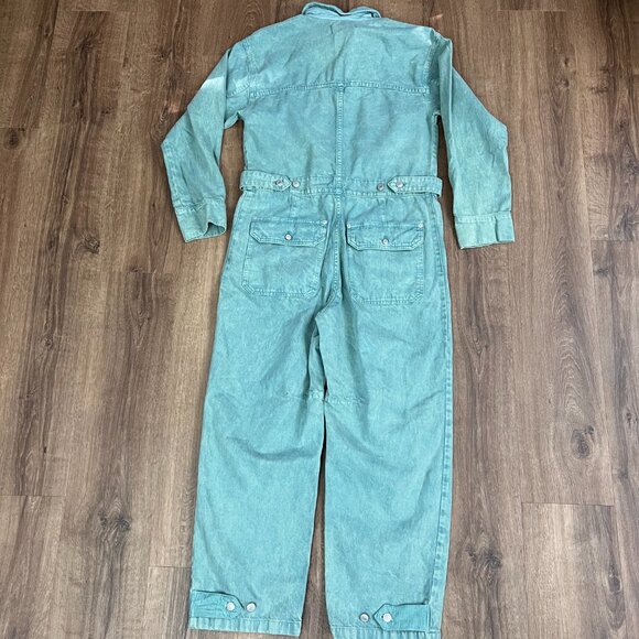 NEW Free People / We The Free / Geronimo Jean Jumpsuit Coverall Teal Green Sz M - Picture 13 of 16